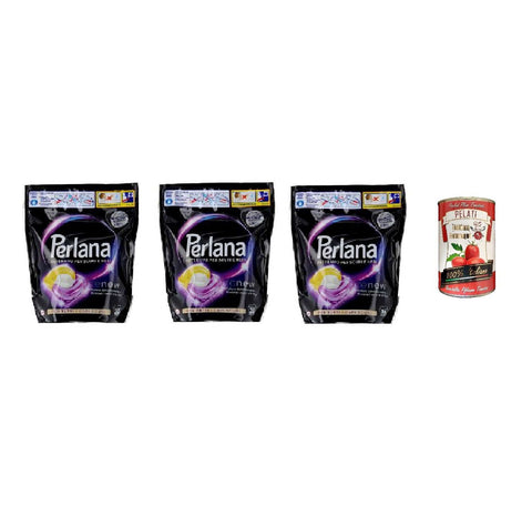 Italian Gourmet Spezialwaschmittel 3x Perlana Renew Caps Black, Waschmaschinen-Waschmittelkapseln, neue 3in1-Formel, ideal für alle dunklen Kleidungsstücke, Packung mit 20 Wäschen+ Italian Gourmet pelati 400gr 8015100576333