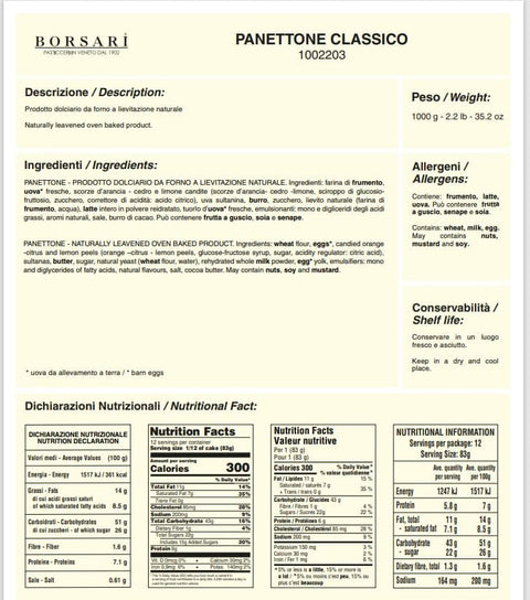 Italian Gourmet Stollen Borsari Panettone Klassischer Shopper 1kg