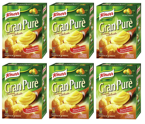 Knorr Kartoffelgerichte 6x Knorr Gran Purè Cremoso e Delicato Zubereitet für Glutenfreies Kartoffelpüree 225g Jede Packung Enthält 3 Beutel mit 75g Kartoffel Püree 8001080030743