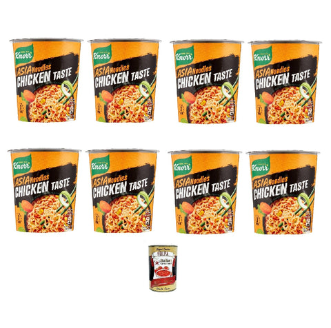 Knorr Nudeln & Pasta Knorr Asia Noodles POLLO Chicken Taste 8x 63 g + Italian Gourmet polpa 400gr