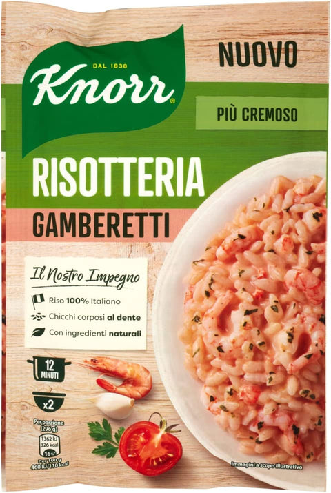 Knorr Reisgerichte 12x Knorr Risotto Gamberetti Reis Garnelen 175g 100% italienisch Fertiggerichte 8001080014125