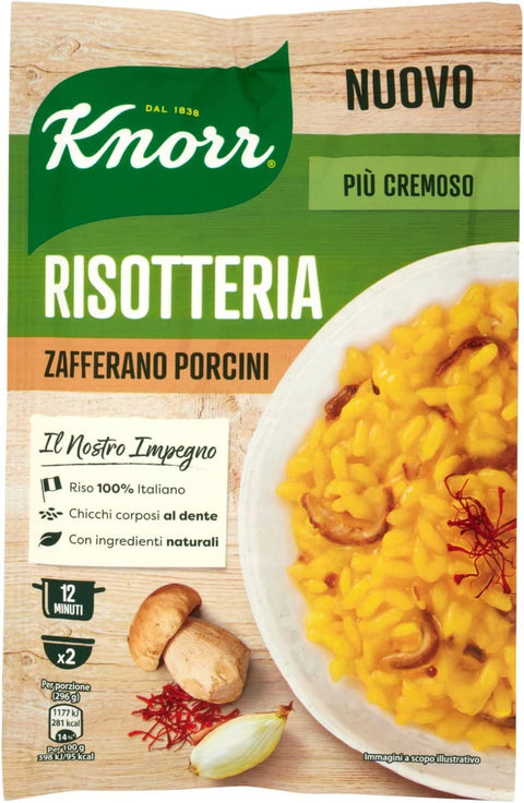 Knorr Reisgerichte 6x Knorr Risotto Reis Safran und Steinpilze 175g 100% italienisch Fertiggerichte 8001080112548