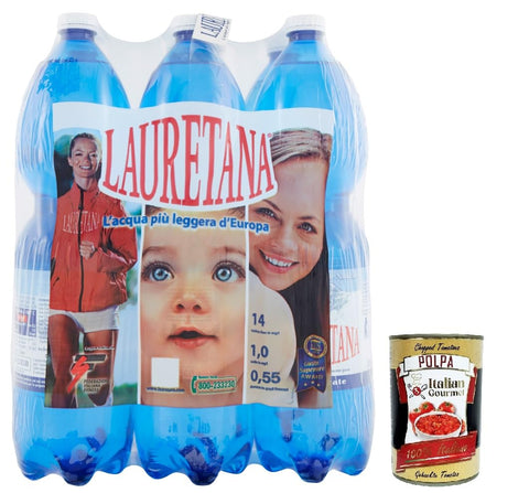 Lauretana Wasser Lauretana - STILL, natürliches Wasser in der 1,5 l PET Flasche, 6 x1,5Lt, Still water + Italian Gourmet polpa 400g 8004192202008