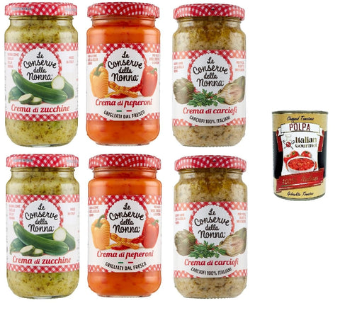 Le Conserve della Nonna Koch- & Backzutaten Le Conserve della Nonna Testpaket Creme Paprika, Zucchini und Artischocken 6x 190gr + Italian Gourmet polpa 400g 8005360003557
