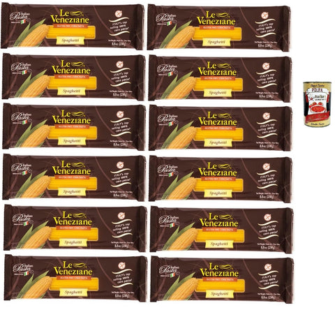Le Veneziane Kurze Pasta Le Veneziane Pasta di Mais Spaghetti, senza glutine,100% italienische Maisnudeln, glutenfrei. gluten free 12x 250g + Italian Gourmet polpa 400g 0