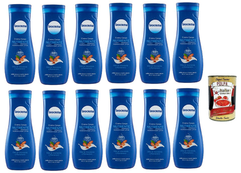 Leocrema Cremes Leocrema, Crema Corpo Nutriente, mit Mandelöl und Panthenol, für die trockenste und am meisten dehydrierte Haut, feuchtigkeitsspendende Körpercreme, body cream,12x 400ml + Italian Gourmet polpa 400g 8008970011202