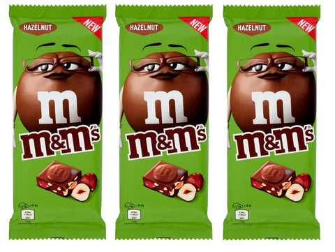 Mars Schokonüsse 3x M&M's Hazelnut Tafel Milchschokolade mit mini m&m's und Gehackte Haselnüsse 165g 5000159516297