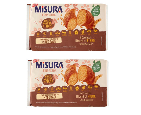 Misura Abgepackte Gebäckstücke 2x MHD 17/09/2025 Misura Cornetti Integrali Classici Fibrextra Vollkorn Croissants mit Vollkornmehl 246g 8002590076443