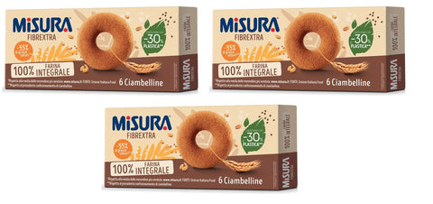 Misura Kekse 3x Misura Fibrextra Ciambelline Integrali Vollkorn Donuts 100% Vollkornmehl Weicher Snack 230g 8002590308001
