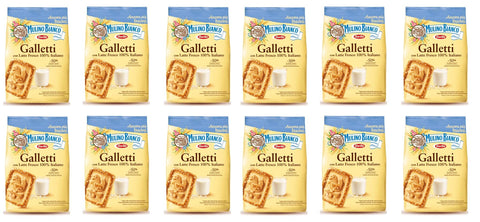 Mulino Bianco Barilla Kekse 12x Barilla Mulino Bianco Galletti Shortbread-Kekse mit frischer italienischer Milch 800g 8076809507127