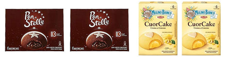 Mulino Bianco Kekse Testpaket Barilla Mulino Bianco Cuor Cake Snack gefüllt mit Zitronencreme - Pan di Stelle Mooncake Snack gefüllt mit Schokocreme ( 24 x 35g ) 8076809578509