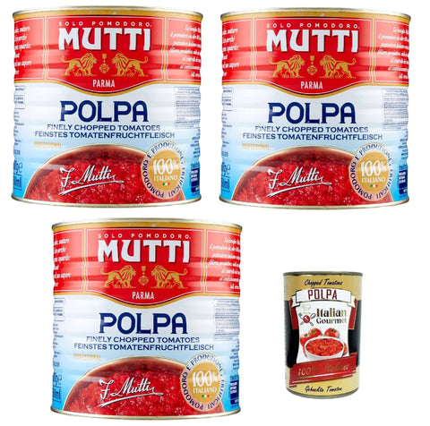 Mutti Pastasaucen Mutti polpa di Pomodoro Tomatenpulpe Tomaten sauce 100% Italienisch 3x 2.5 Kg dose + Italian Gourmet polpa 400g 8005110070006