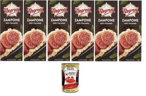 Negroni Koch- & Backzutaten Negroni Zampone 100% Italiano senza glutine 100 % italienischer glutenfreier Zampone 6x1kg + Italian Gourmet polpa 400g 8028257009739