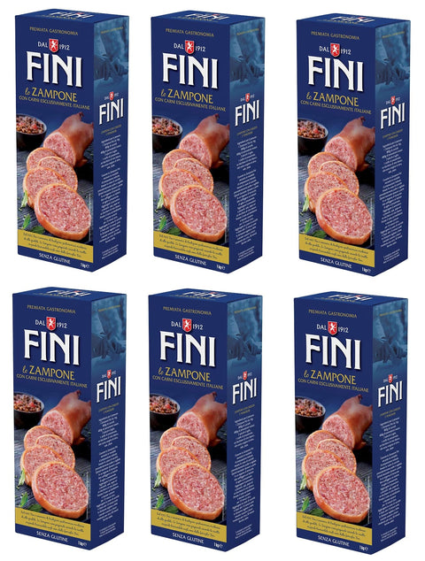 Negroni Wurst & Fleisch 6x Fini Lo Zampone 100% Italienische Spezialität Vorgekochter Zampone mit italienischem Fleisch Glutenfrei 1Kg 8022180032932