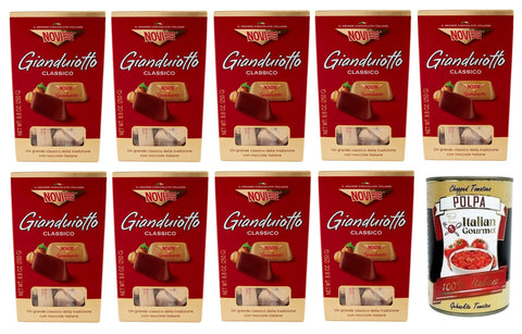 Novi Praline 9x Novi Gianduiotto Classico,Pralinen aus Milchschokolade und Gianduia-Haselnuss,250g + Italian Gourmet Polpa di Pomodoro 400g Dose 8006380233382