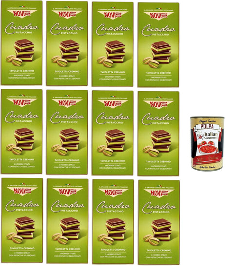 Novi Süßigkeiten & Knabbereien Novi Tavoletta Di Cioccolato Cuadro Pistacchio, Cuadro Pistazien-Schokoriegel, 12x 110g + Italian Gourmet polpa 400g 8006380213810