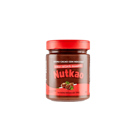 Nutkao Streichfähige Creme MHD 08/11/2023 Nutkao Crema Cacao Con Nocciole Senza Zuccheri aggiunti Kakaocreme mit Haselnüssen ohne Zuckerzusatz 350g 8008245004519