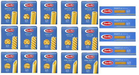 PASTA Nudelgerichte TESTPAKET Barilla italienisch Pasta ( 20 x 500g ) 4 Arten von Nudeln Penne Rigate - Fusilli - Spaghetti - Tortiglioni 8076802085738
