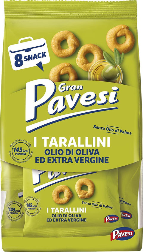 Pavesi Crackers 6x Gran Pavesi Snack Tarallini Olivenöl und natives Olivenöl extra, ohne Palmöl - 256 g Packung + Italian Gourmet polpa 400g 8013355500585