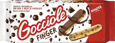 Pavesi Kekse 3x GOCCIOLE FINGER, Kekse mit Schokolade bedeckt, Feiner Mürbeteig mit vielen Schokoladenstückchen 120g+ Italian Gourmet polpa 400g 8013355501612