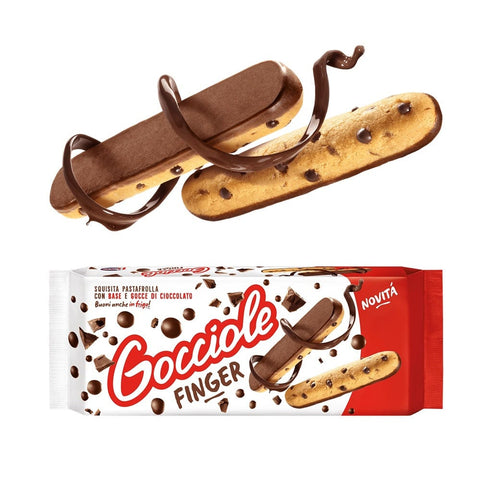 Pavesi Kekse Gocciole Finger Biscotto con gocce e fondo di cioccolatoBiscuit mit Tropfen und Schokoladenbasis 120g