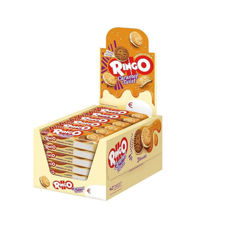 Pavesi Kekse Pavesi Ringo Caramel Twist Limited Edition (24x55g) - Kekse gefüllt mit gesalzener Karamellcreme