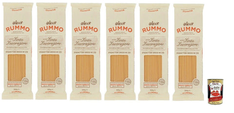 Rummo Nudeln & Pasta 6x Rummo Spaghettoni Grossi N°220 Pasta Lenta Lavorazione Teigwaren aus Hartweizengrieß Bronze-Zeichnung 500g + Italian Gourmet Polpa di Pomodoro 400g Dose 8008343202206