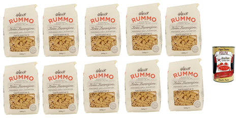 Rummo Nudeln & Pasta Rummo Tubetti rigati n° 72 Pasta Lenta Lavorazione Teigwaren aus Hartweizengrieß Bronze-Zeichnung 10x 500g + Italian Gourmet polpa 400g 8008343200721
