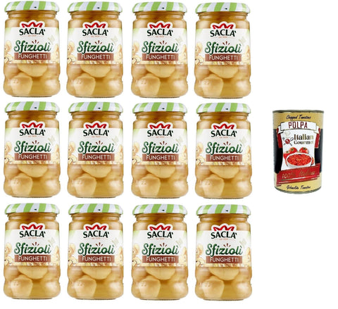 Saclà Gemüse Saclà Sfiziolì Funghetti, Pilze, köstlicher süß-saurer Geschmack 12x205 g+ Italian Gourmet polpa 400g 8001060041769