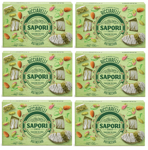 Sapori Kategorien 6x Sapori Ricciarelli al Pistacchio Mandelpaste Pistazien-Mandel-Paste 140g Italienische Weihnachtsspezialitäten 8002590079727