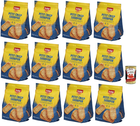 Schar Chips Schär Crostini senza Glutine, Glutenfreie Croutons, Speziell für Menschen mit Glutenunverträglichkeit entwickelt, 12x 150g + Italian Gourmet polpa 400g 8008698002209