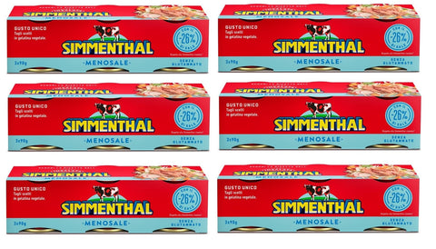 Simmenthal Fleisch, Geflügel & Wild 6x Simmenthal Menosale Leckeres Mageres Fleisch in Gemüsegelee und Honig mit -26% Salz (3 x 90g) Dosenfleisch Fertiggericht aus Rindfleisch 8004030895324