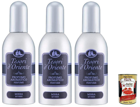 Tesori d'oriente Eau de Toilette 3x Tesori d'Oriente Mirra Myrrhe Aromatic Parfüm EdT 100ml Eau de Toilette + Italian Gourmet Polpa 400 g 8008970000220
