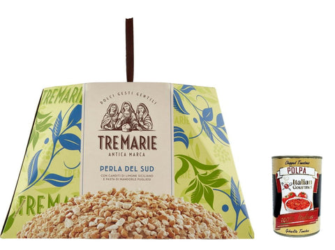 TreMarie Brot & Backwaren Tre Marie Panettone Perla Del Sud mit mandelpaste kandierte Zitronenwürfel 850g + Italian gourmet polpa 400g 8004205043536