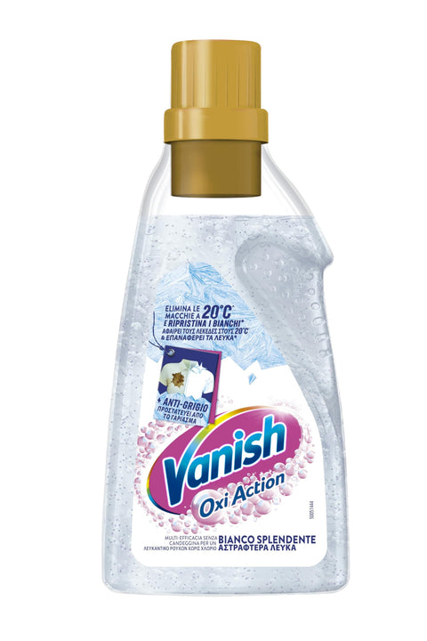 Vanish Fleckenbehandlung Vanish Oxi Action Multipower Gel, glänzend, Weiß, Fleckenentferner für weiße Kleidung, 1 Pack mit 750 ml Wäscheentferner, Additiv für Waschmaschine, ohne Bleichen 8002910058135