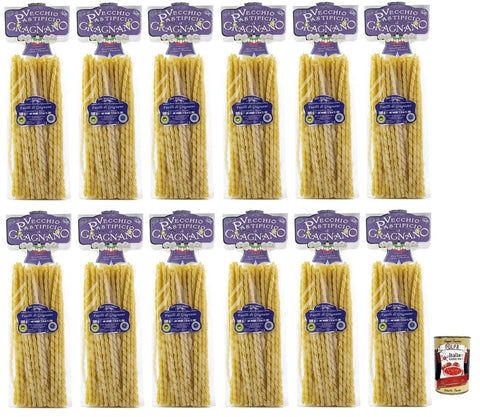 Vecchio pastificio di Gragnano Nudeln & Pasta 12x Il Vecchio Pastificio di Gragnano Pasta Fusilli,Gragnano IGP-Nudeln aus Hartweizengrieß von höchster Qualität 500g + Italian Gourmet Polpa di Pomodoro 400g Dose 8033406260794