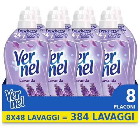 Vernel Flüssiger Weichspüler Vernel Lavendel Weichspüler, konzentriert, duftend, intensive Frische und Weichheit, 8 x 48 Waschgänge, insgesamt 368 Waschgänge 8015500646599