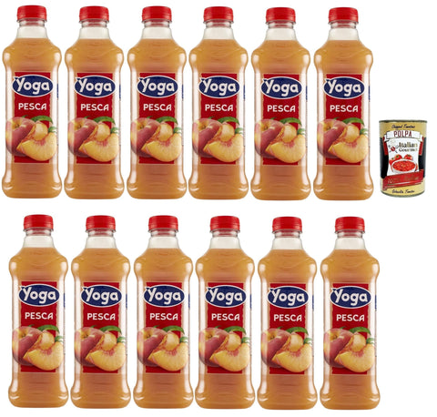 Yoga Fruchtsäfte Yoga Succo di frutta Pesca, Pfirsch Früchte Fruchtsaft Getränk Fruchtgeschmack PET flasche 12x 1000 ml fruit juice + Italian Gourmet polpa 400g 8001440136160