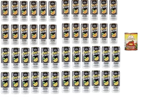Zia Rosa Limonade Testpaket 24x Lemonsoda zero + 24x Oransoda Zero Erfrischungsgetränk Orangenlemonade, Ohne Zuckerzusatz 33cl + Zia Rosa DOP Pomodoro San Marzano Tomate aus Kampanien Dose von 400g 8057192002901