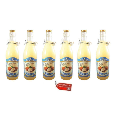 6x Bevida Sciroppo di Cocco Kokossirup Sirup Glasflasche 1Lt - Italian Gourmet