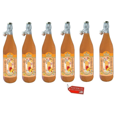 6x Bevida Sciroppo di Pesca Pfirsichsirup Sirup Glasflasche 1Lt - Italian Gourmet