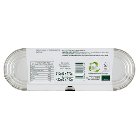 Bonduelle Mais Süß Bonduelle Mais Mix Mais e Fagioli Rossi Süßer und Knuspriger Mais mit Rote Bohnen ( 3 x 170g ) 3083680978385