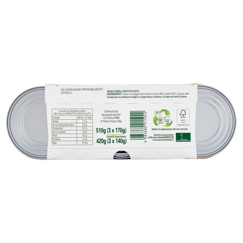 Bonduelle Mais Süß Bonduelle Mais Mix Mais e Piselli Süßer und Knuspriger Mais mit Erbsen ( 3 x 170g )