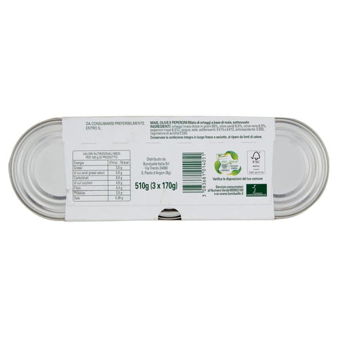Bonduelle Mais Süß Bonduelle Mais Mix Mais Olive e Peperoni Süßer und Knuspriger Mais mit Oliven und Peperoni ( 3 x 170g ) 3083681014051