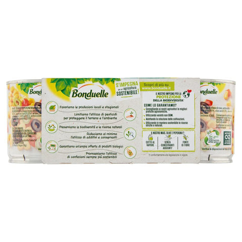 Bonduelle Mais Süß Bonduelle Mais Mix Mais Olive e Peperoni Süßer und Knuspriger Mais mit Oliven und Peperoni ( 3 x 170g ) 3083681014051