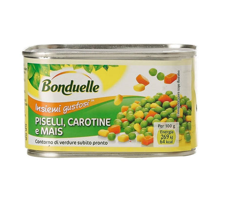 Bonduelle Piselli Carotin e Mais Gemischtes Gemüse Erbsen Baby Karotten und Mais 400g - Italian Gourmet