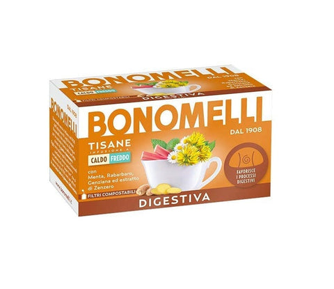 Bonomelli Tisane Digestiva Kräutertee Minze Rhabarber Enzian 16 Filter - Italian Gourmet