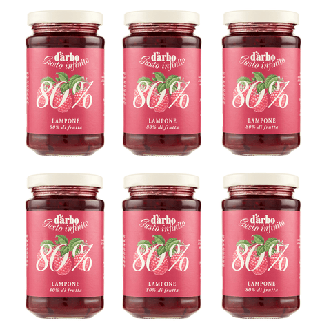 d'arbo Streichfähige Creme 6x250g d'arbo Gusto Infinito Lampone Streichfähige Himbeercreme Fruchtaufstrich 80% Obst 250g 9001432048418