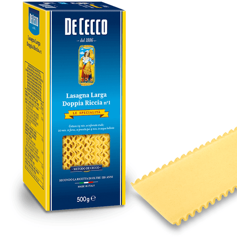 De Cecco Lasagna Larga Doppia Riccia n.1 Italienische Pasta 500G - Italian Gourmet