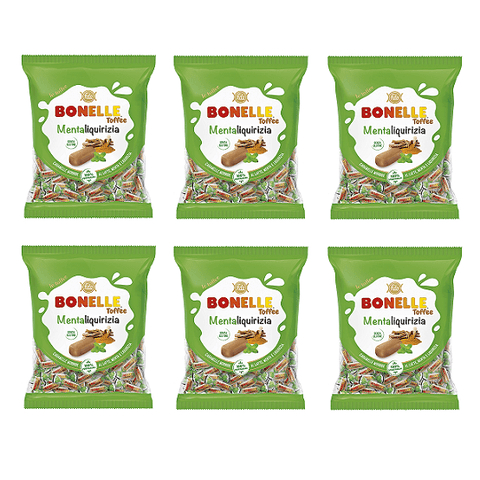 Bonelle Toffee MentaLiquirizia Weiche Bonbons mit Milch, Minze und Lakritz 150g - Italian Gourmet